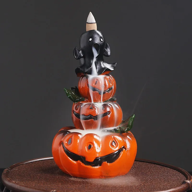 Resin Halloween Pumpkin Backflow Incense Burner Creative European Ghost Festival Incense Holder Gift