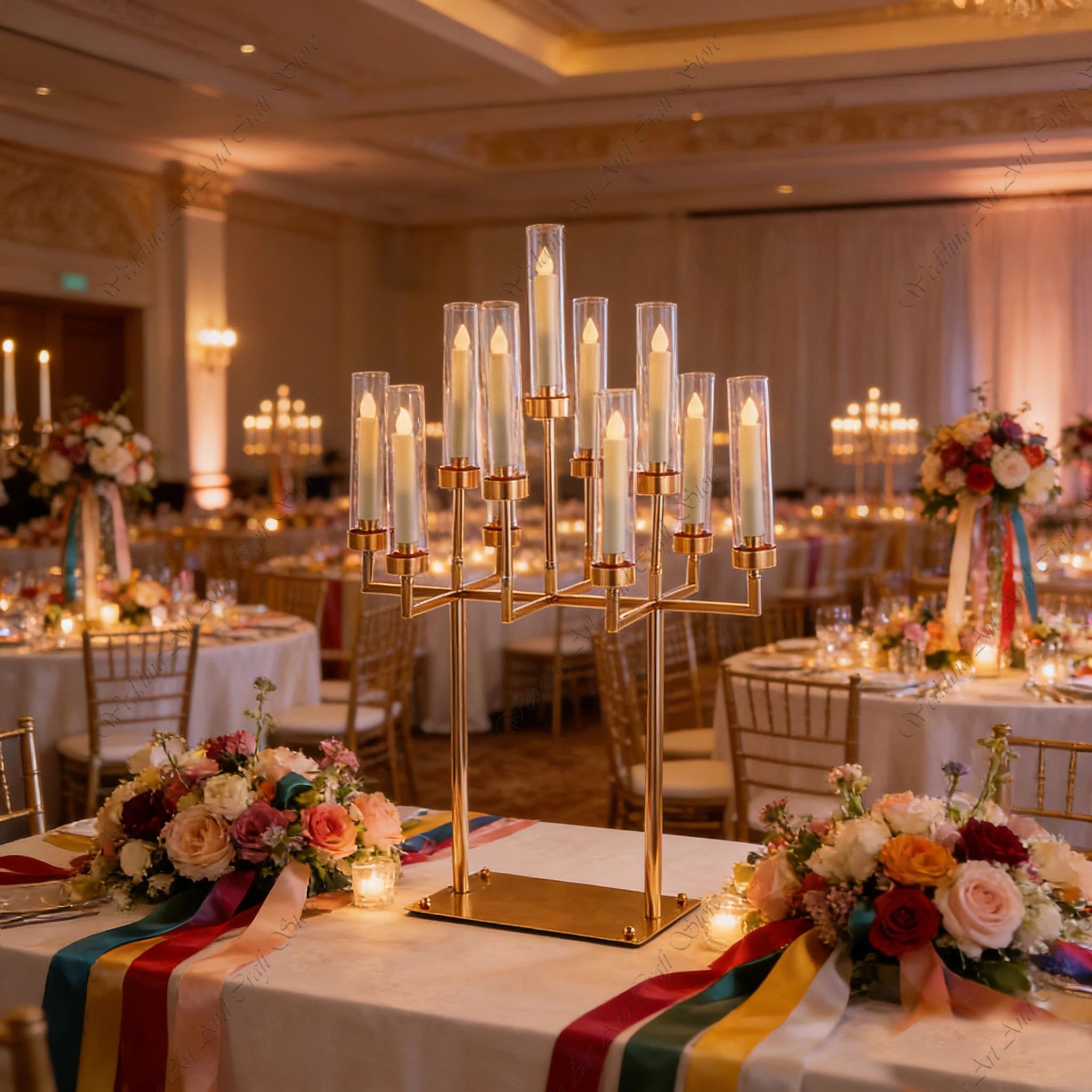 

5pcs f30 70-120cm Wedding Backdrops Metal 11 Head Candelabra Centerpieces Walk Way Stand Candle Stand for Wedding Decor ivy585