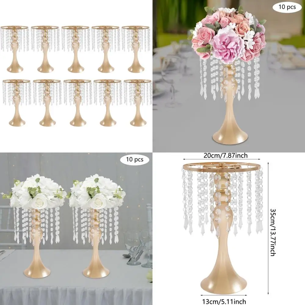 

Crystal Flower Stands for Wedding Centerpieces, Elegant Metal Vase Arrangements, Bulk Tabletop Decorations for Special Events