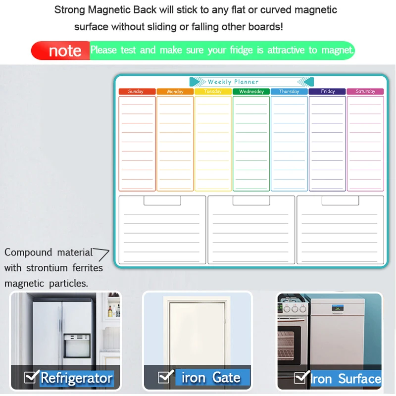 A3 Size Weekly&Monthly Planner Dry Erase Whiteboard Fridge Sticker Calendar