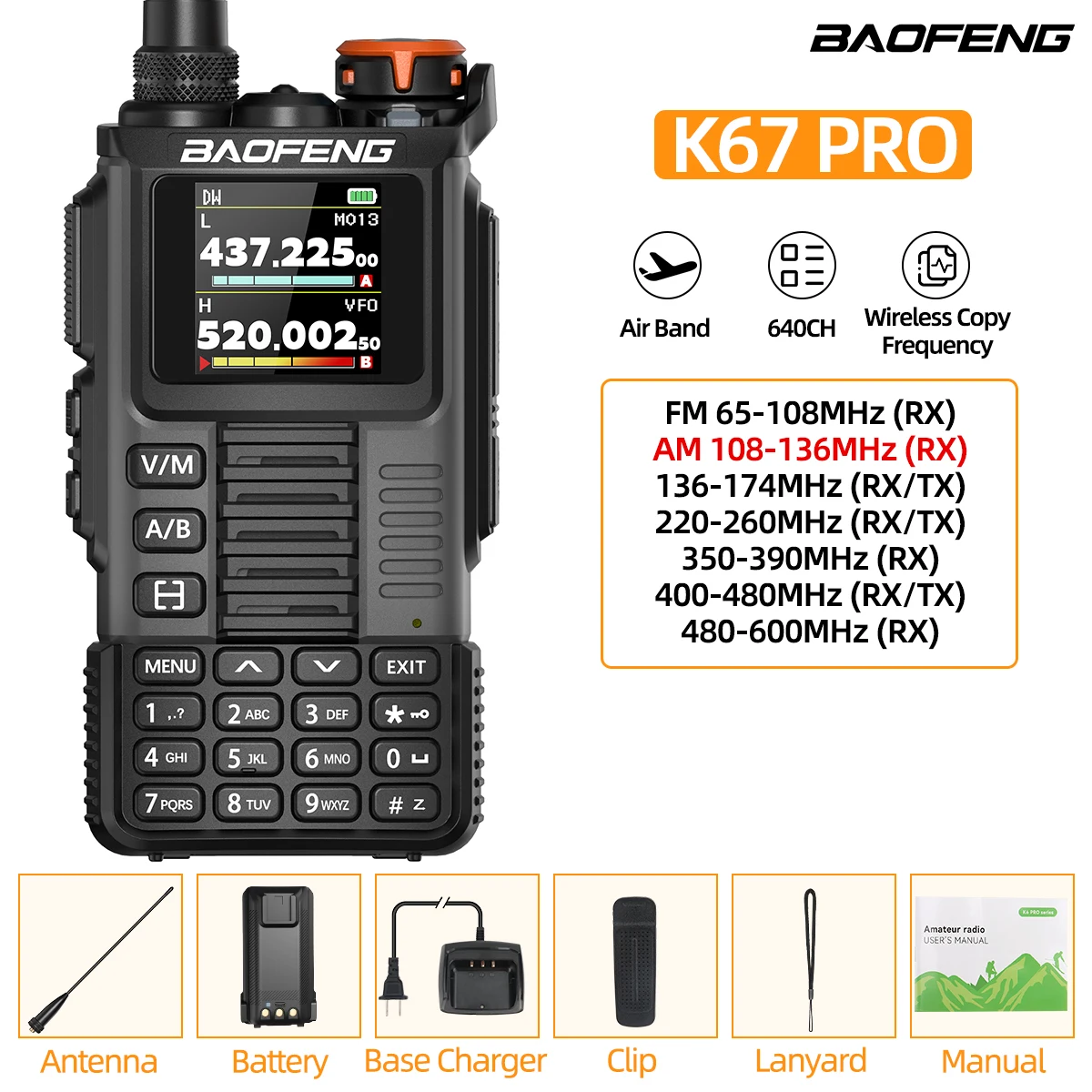 baofeng UVK67 camping  ptt long range walkie talkie Wireless set radios walki communication radio transceiver Two-way intercom