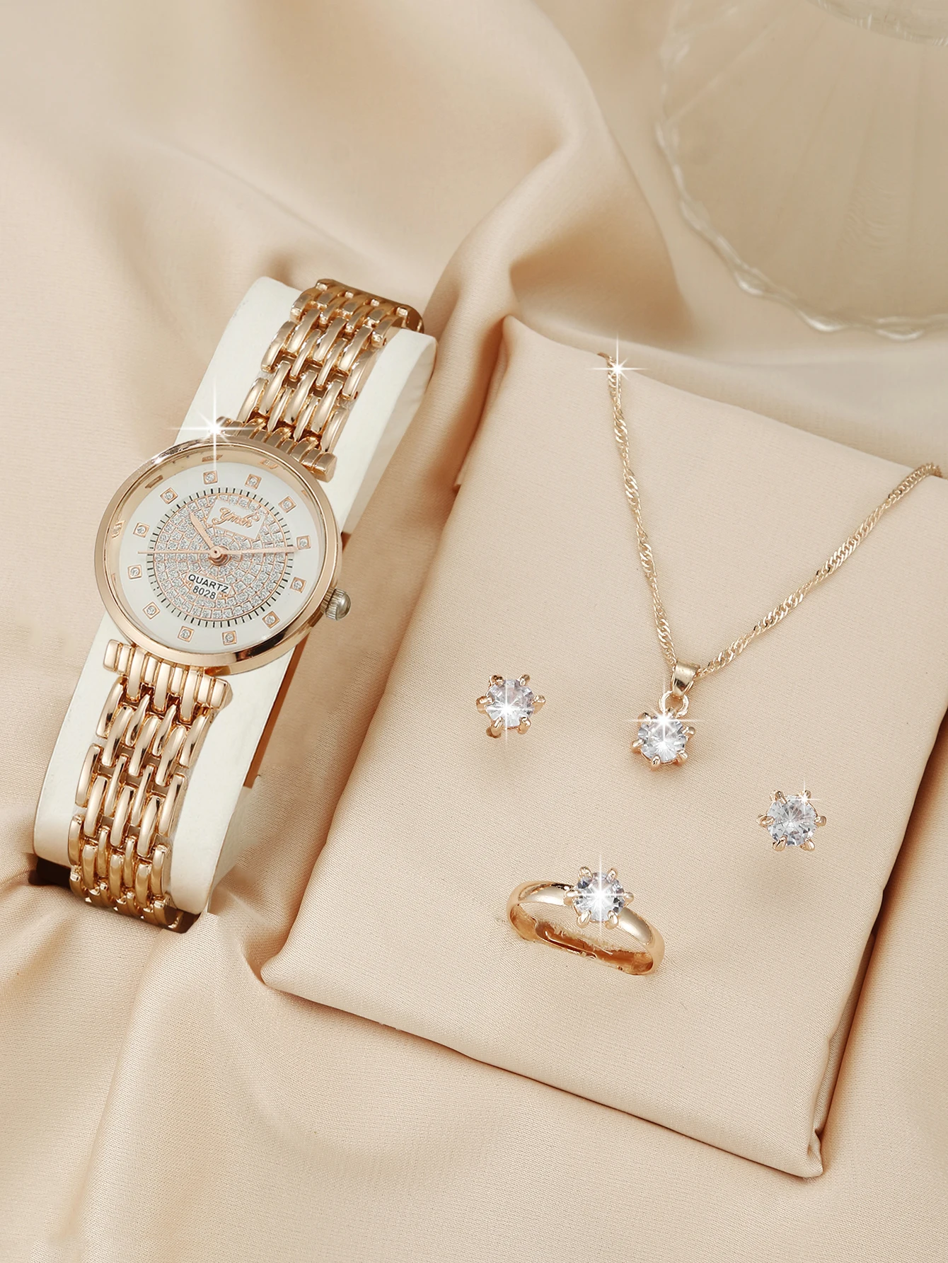 Watches Set Luxury Rhinestone Women Fashion Elegant Wristwatch Quartz Watch For Girl Ladies Clock Montre Femme