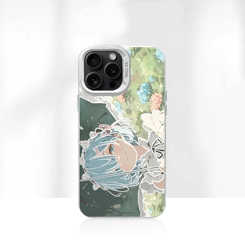 Чехол для телефона Animation Re:ZERO Rem Girls для iPhone 11, 12, 13, 14, 15, 16, 17 Pro Max Plus Air MINI, противоударный чехол с милой горничной Lori