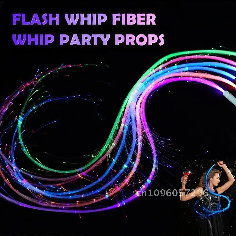 LED Fiber Optic Whip Swivel 360° Super Bright Light Up Rave Flow Party Dance Festival Toy Lace Night Props For Atmosphere Pixel