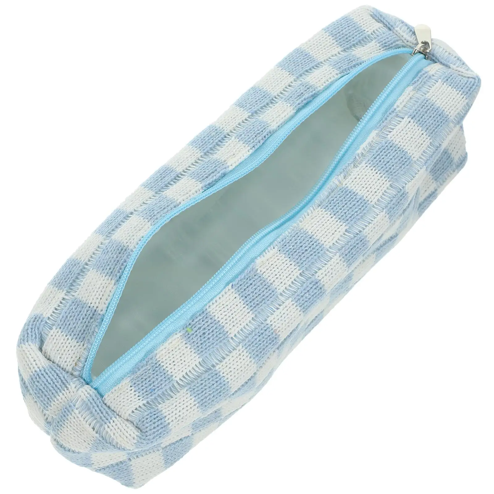 

Checkerboard Pencil Case Coffee Color Lightweight Large Capacity Handheld Bag Multi Function Organizer Zipper Storage Pouch Teen