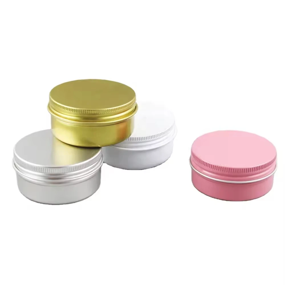 whosesale mini travel Aluminum Cosmetic Tin Containers Round Aluminum Makeup Cans with Screw Lid for cosmetic package jars