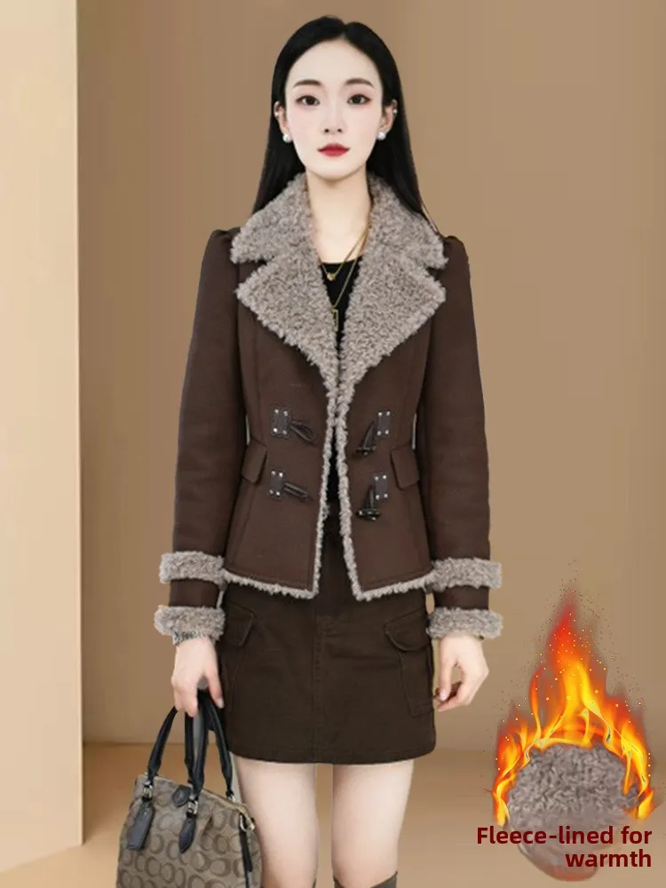 เสื้อโค้ทผ้าฝ้ายบุขนเป็ดสำหรับผู้หญิง รุ่น Jaet Thiened แขนยาว ทรงหลวม ดีไซน์ต่อผ้า ให้ความอบอุ่น เหมาะสำหรับใส่เดินทางในช่วงต้นฤดูหนาว