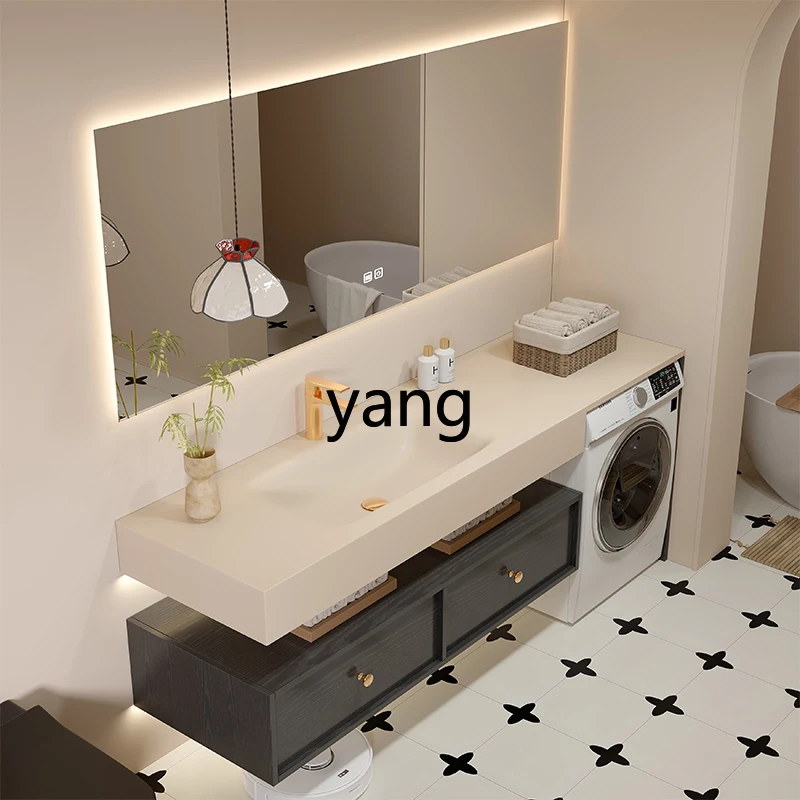 ZL bathroom washing machine wash basin integrated cabinet rock slab hot bending balcony combination