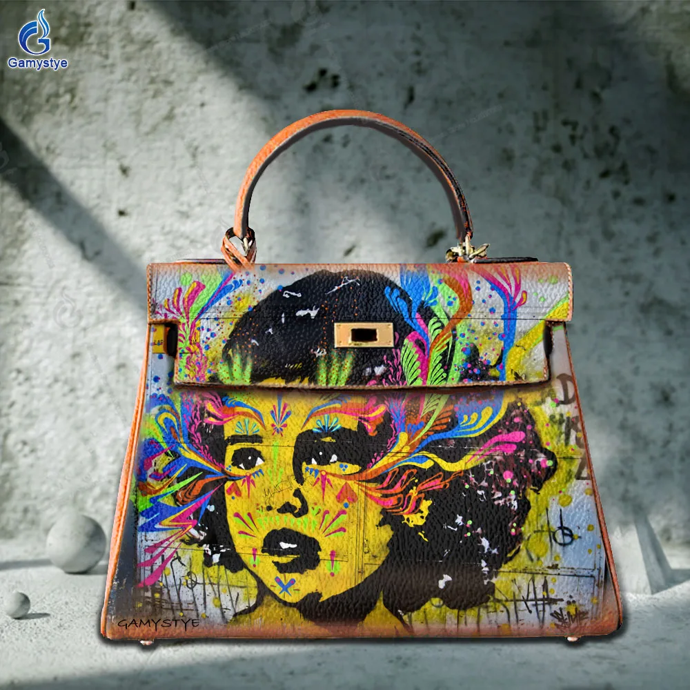 

Ladies Hand Bag Female Carteras Para Mujer De Moda Originales Artistic Female Portrait 100% Really Cow Leather Street Artisc Han