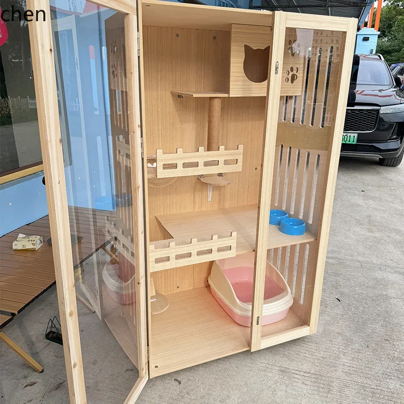 TQH6.23 Solid Wood Cat Nest Cat Villa Space Capsule Cat Cage Pet Cage Display Cabinet