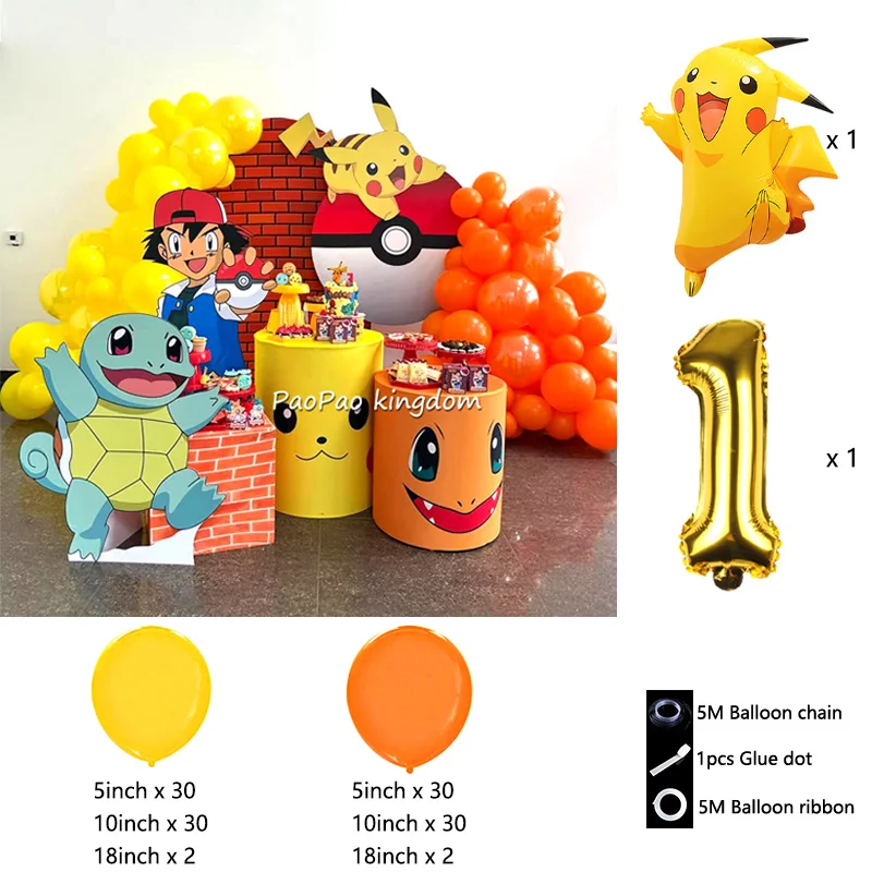 Liebliches Pikachu-Themen-Ballon-Dekorationsset Cartoon-Folienballons Blitzballon-Set Kindergeburtstags-Party-Deko-Zubehör – Detail 37