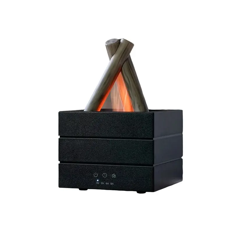 BAAM-Flame Humidifier Aroma Diffuser Aromatherapy Essential Oil Fragrance Dispersion With Remote Control And Light Black