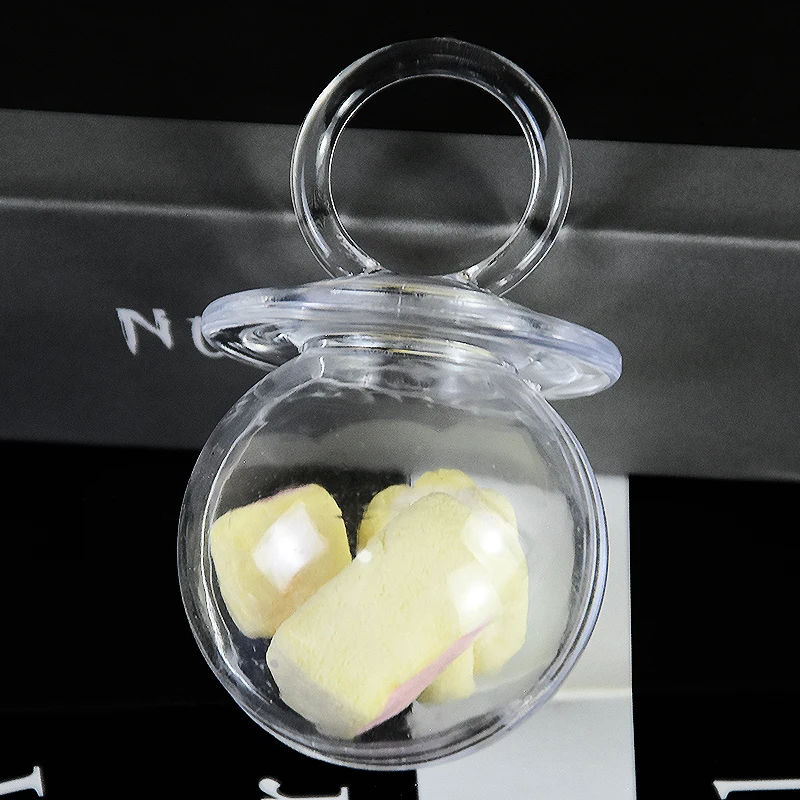 6/12pcs Transparent Pacifier Shape Candy Boxes Plastic Clear Sugars Containers Baby Shower Birthday Wedding Event Party Supplies