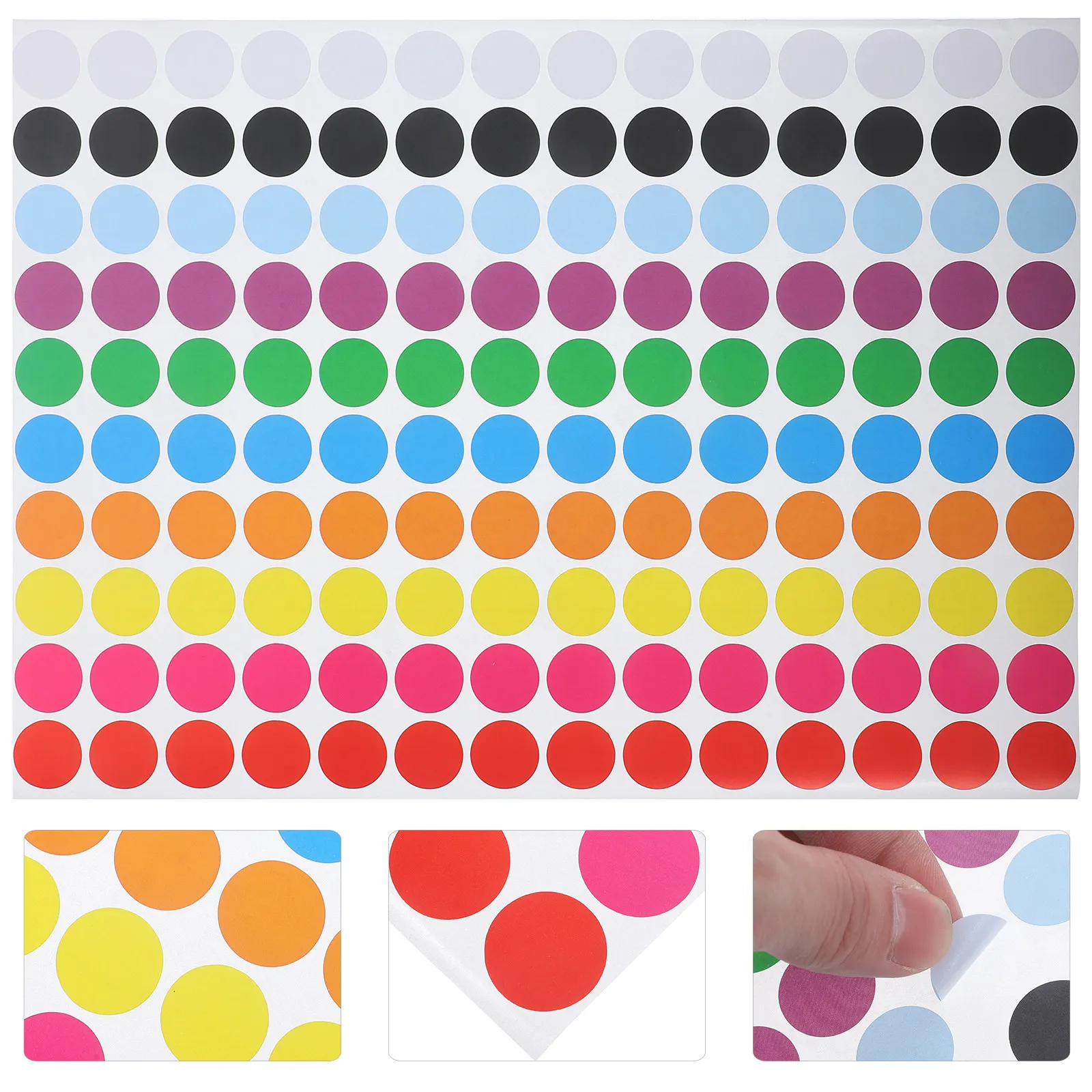 

5 Sheets Self-Adhesive Colored Dot Stickers for Organization Color Coding Labels Round for School Home Office