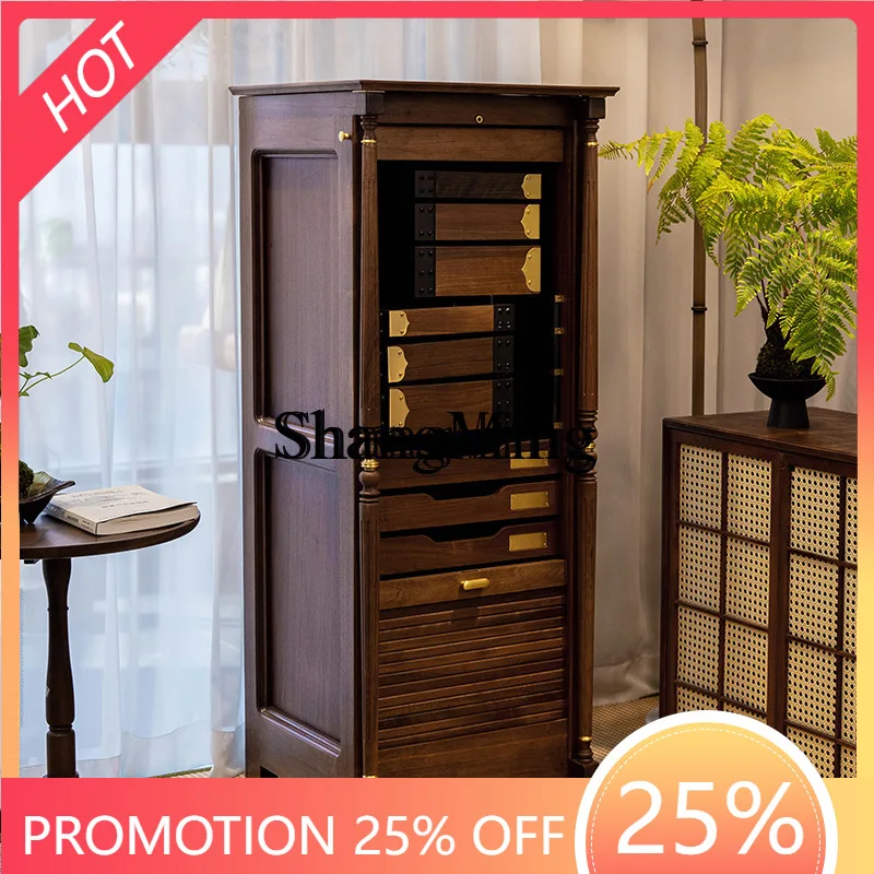 

SM walnut dental teacup tea set storage modern light luxury floor Wenwan dental tea set cabinet