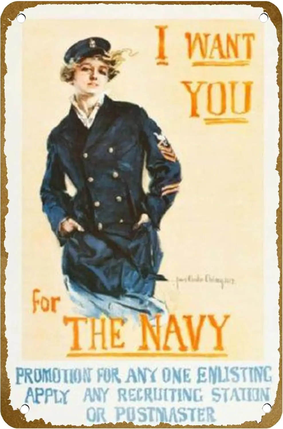 Navy Recruitment Poster Vintage Metal Tin sign Logo Family Club Bar Cafe Bedroom Art Wall Decoration Gift 8x12 inches