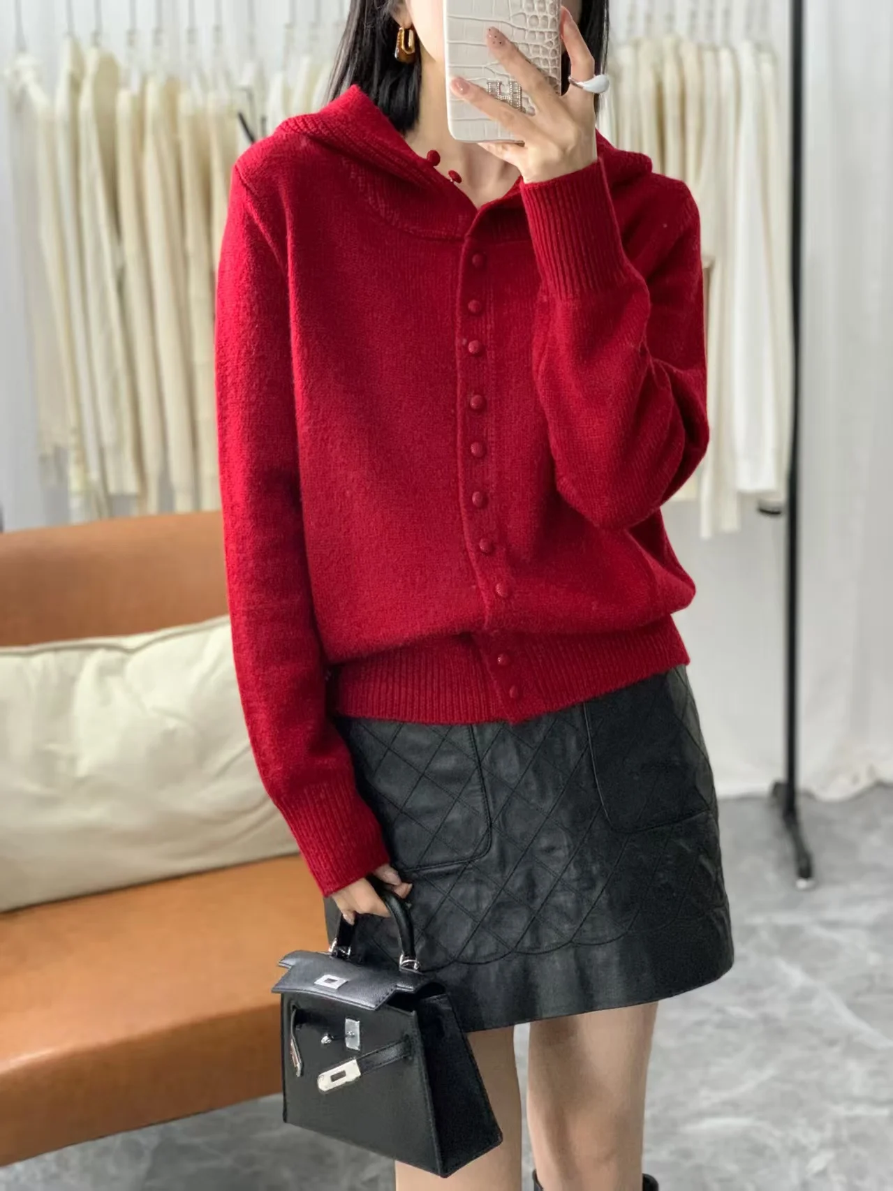 

Женский вязаный шерстяной кардиган, свитер с капюшоном, европейский и американский модный новый женский свитер с длинными рукавами, осень/зима Collecti