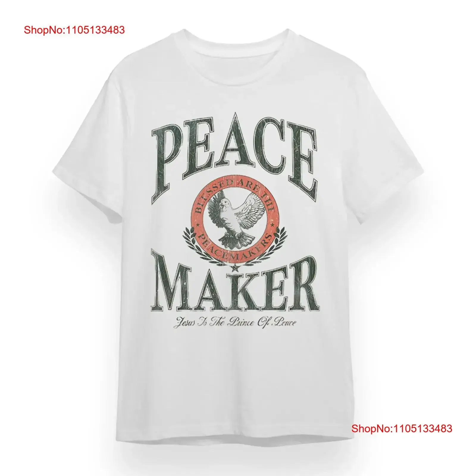 

Women's T shirt with Peace Maker Dove White 100 Cotton vintage Washed Soft homme graphic Casual Stretched Top For Everyday Wear