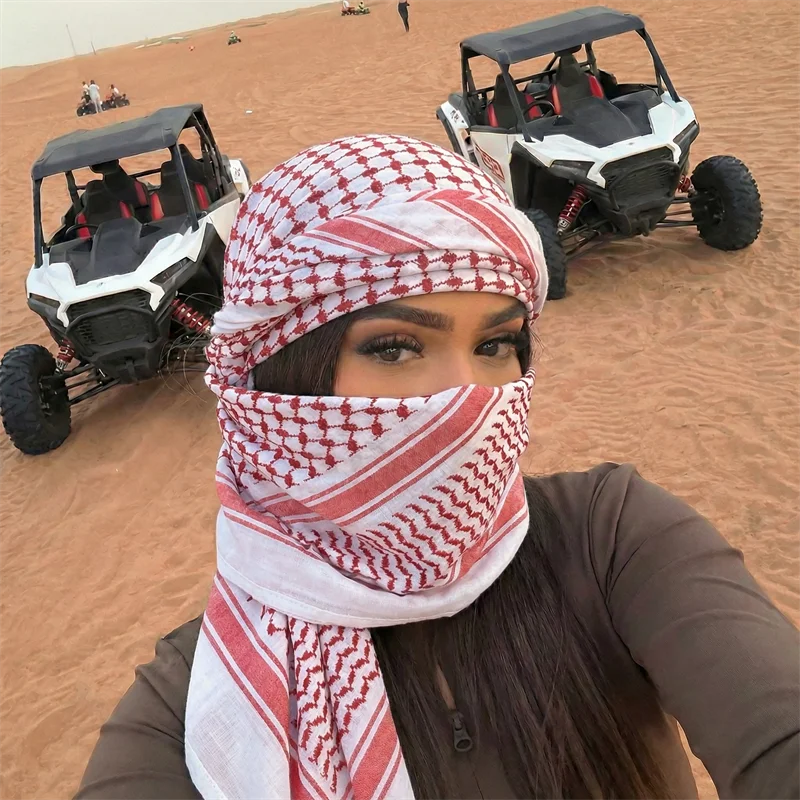

New Desert Square Headscarf Arabic Sun Protection Windproof Unisex Tassel Shawl Scarf Abaya Accessories Hijab Women Veil Fashion