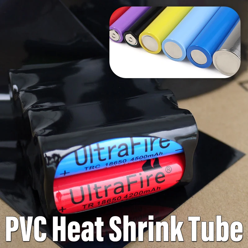 1/3/5M Black PVC Heat Shrink Tube 7~103mm  Insulated Protection Film Wrap 18650 Lithium Battery Packs Cable Sleeve Protection