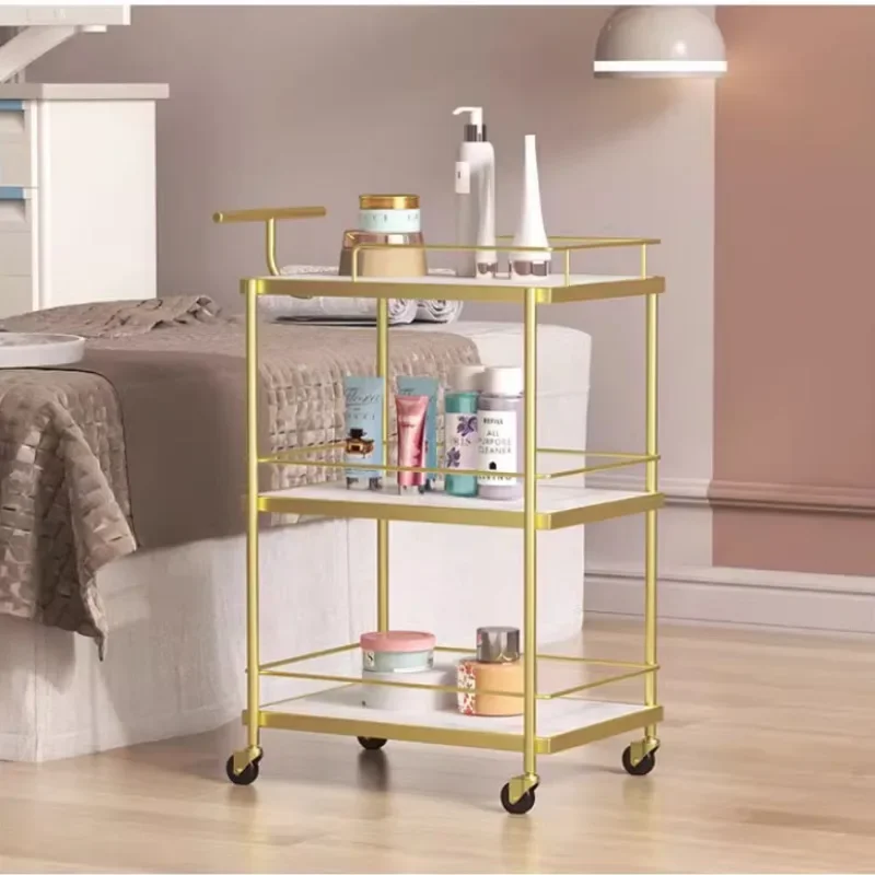 Cosmetologist Trolley Light Luxury Eyebrows and Manicure Storage Cart Multi-layer Beauty Trolley Barber Storage