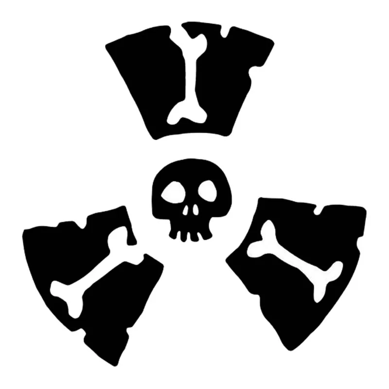 Fan-shaped Skull Bone Sticker High Quality Car Window Decoration Personality Pvc Waterproof Decal Black/white, 13cm*13cm