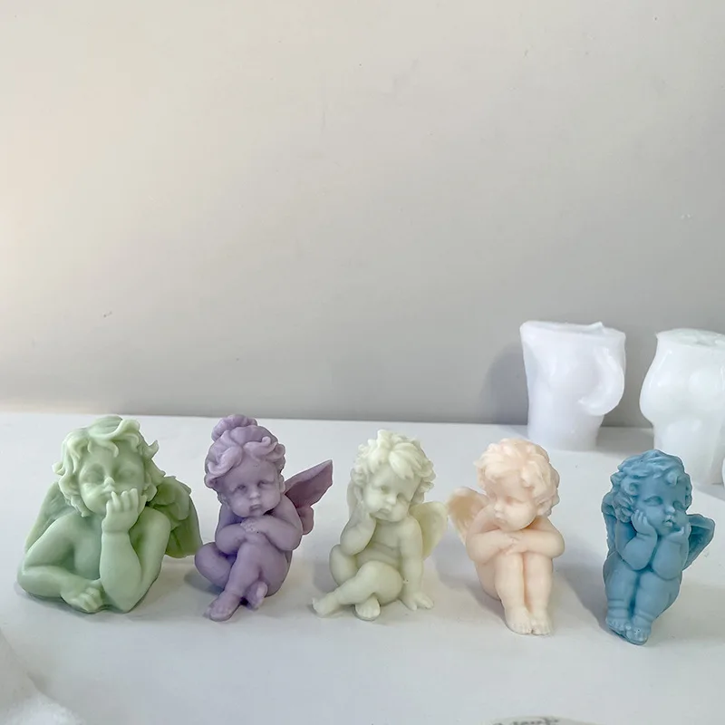 3D Angel Candle Silicone Mold DIY Aromatherapy Soap Candles Wax Plaster Polymer Clay Craft Ornament Making Mold Home Decor