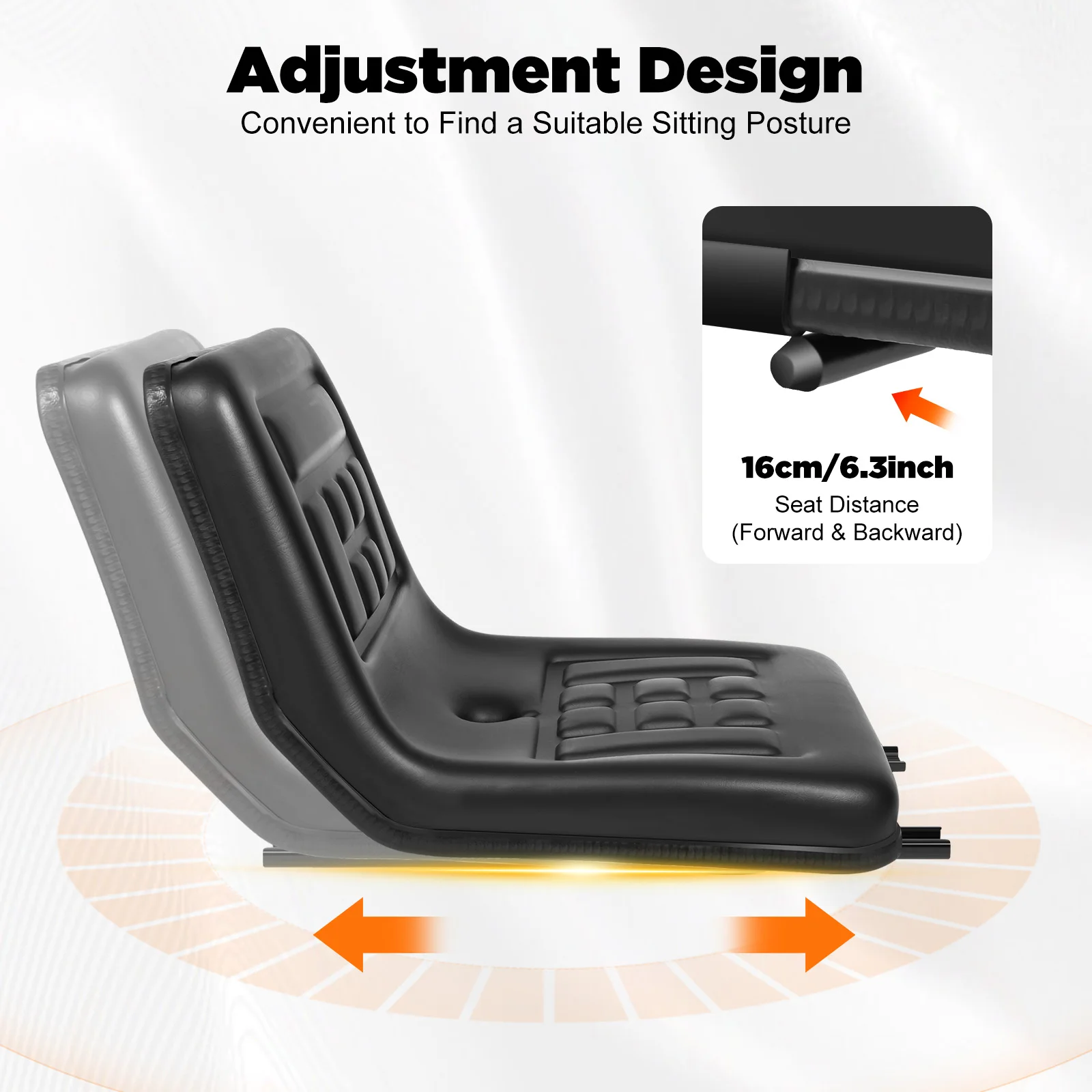 

Universal Lawn Tractor Replacement Seat Forklift Excavator Mower Seat Adjustable