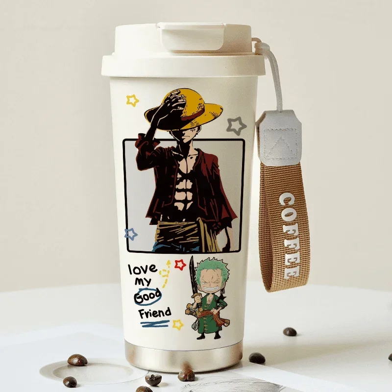 Thermos cup anime One Piece cartoon kawaii high-looking portable large-capacity water cup stainless steel cold coffee cup gift