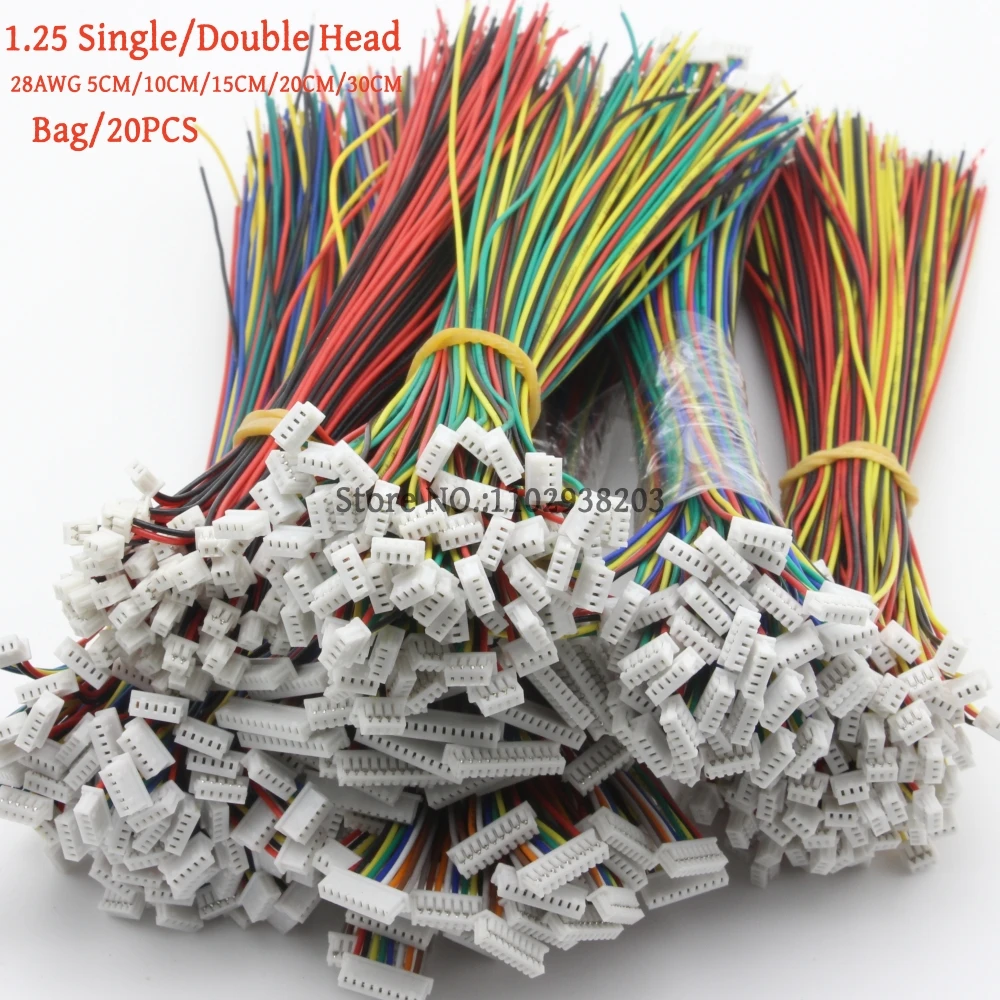 1.25 Connector With Housing Wire Single/Double Head Terminal Wire 1.25mm Pitch 28AWG 10CM20CM30CM Colorful Electronic Wire Cable