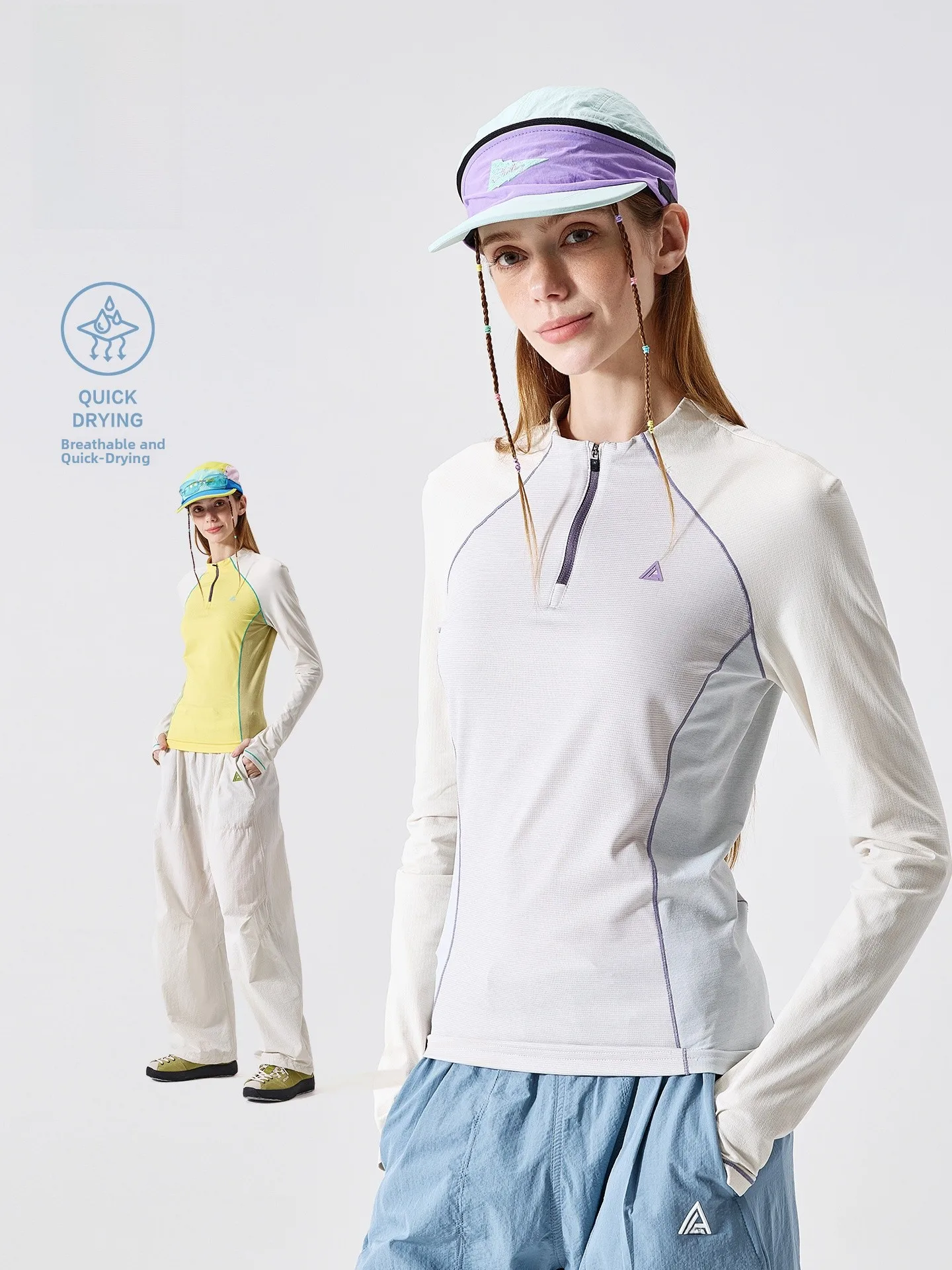 

LAZY DAY Outdoor Women's Long Sve T-irt Qui Dry f Zip Tight Fit Hiking Climbing Spor Top Breathable Polyester