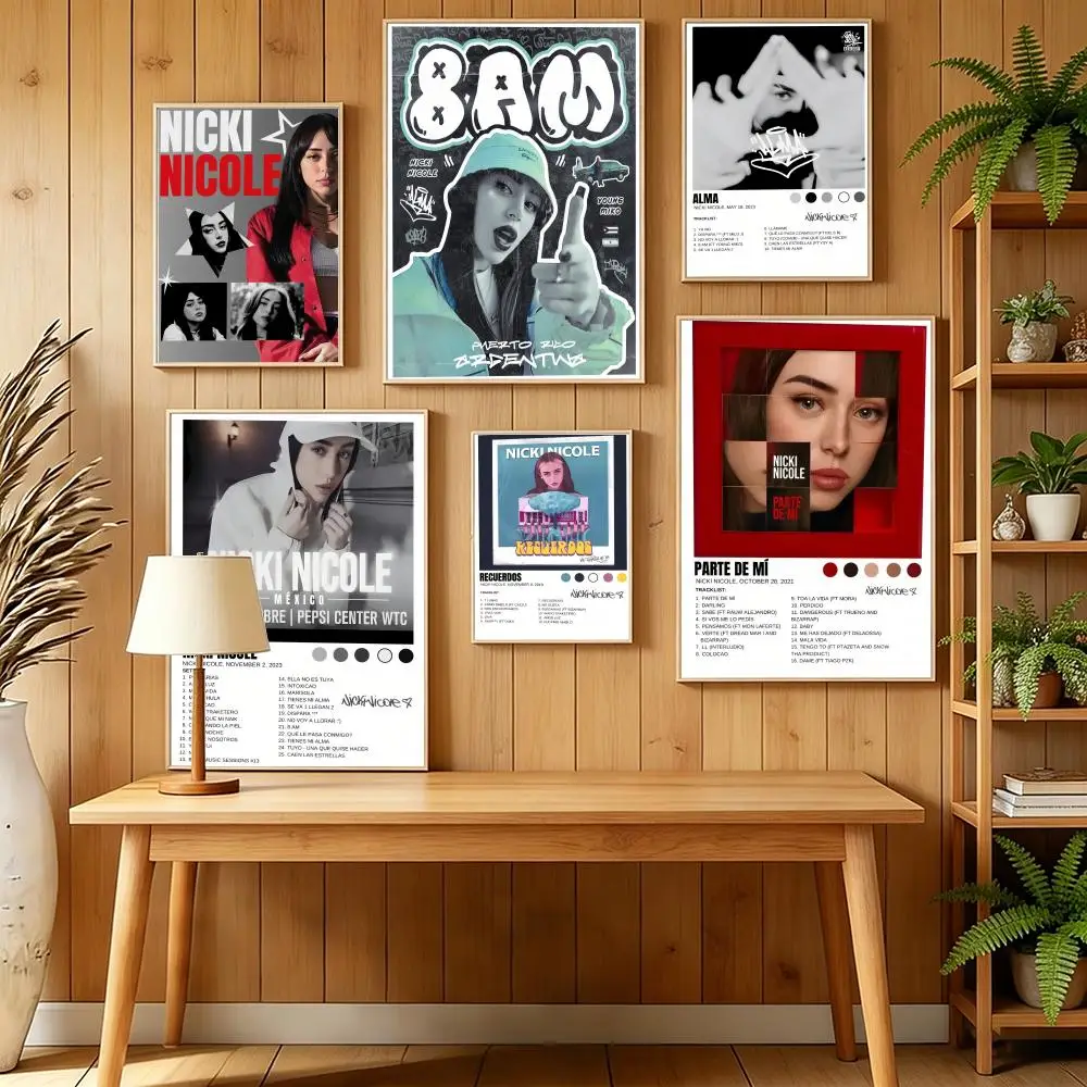 Póster de Nicki N-Nicole Singer Alma, pegatinas murales de pared autoadhesivas HD para dormitorio, sala de estar, decoración del hogar, regalo