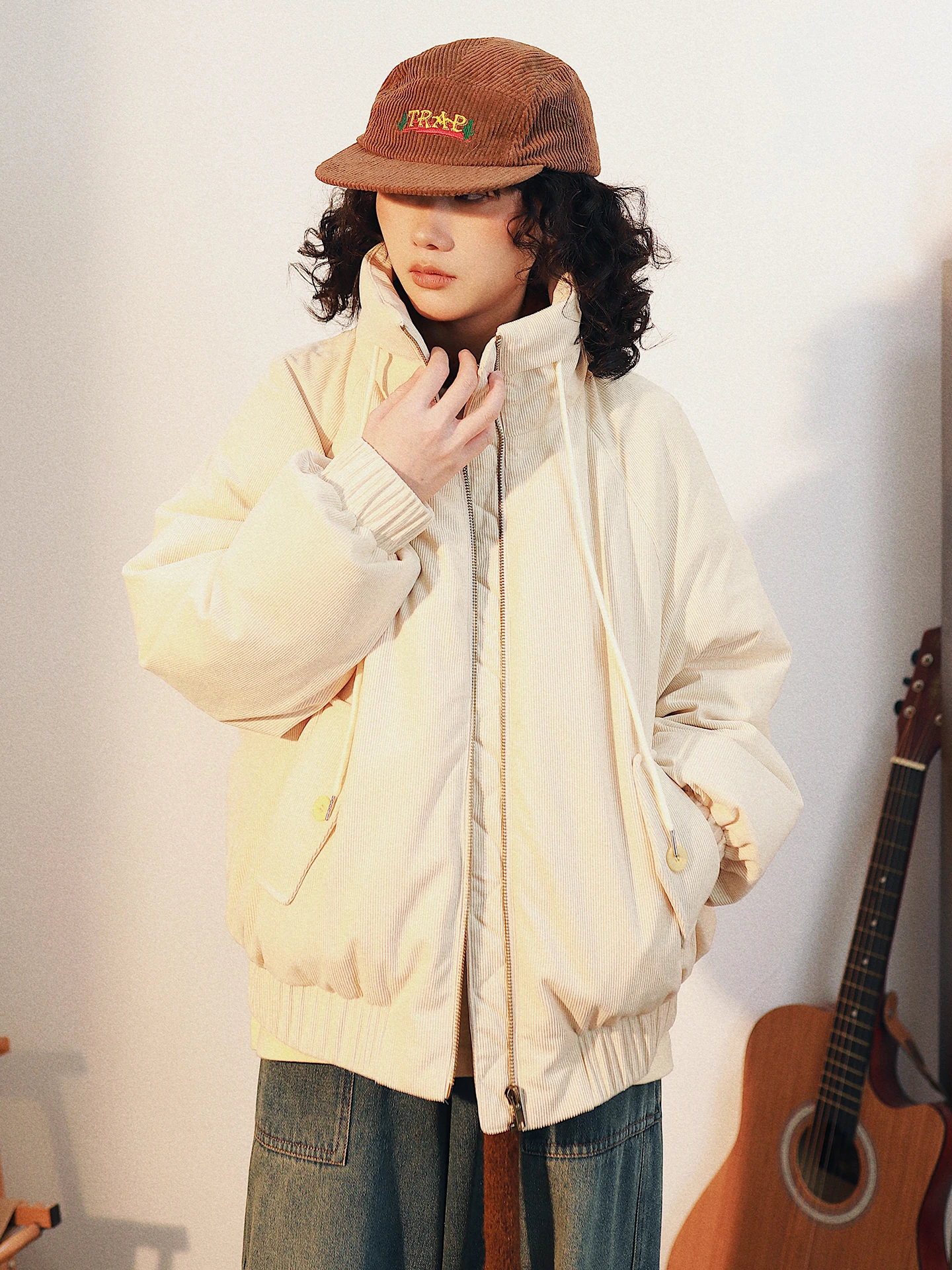 

Женская вельветовая пуховая куртка AITA STU в японском стиле, с воротником-стойкой, теплая верхняя одежда с длинными рукавами, на молнии, повседневная