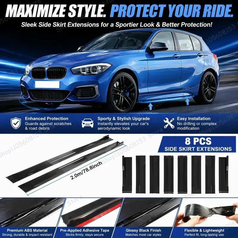For BMW 1 Series F20 F21 2016 2017 2018 2019 Aerodynamic Side Skirt Extension Lip Racing Spoiler Kit Sport Upgrade Body Trim
