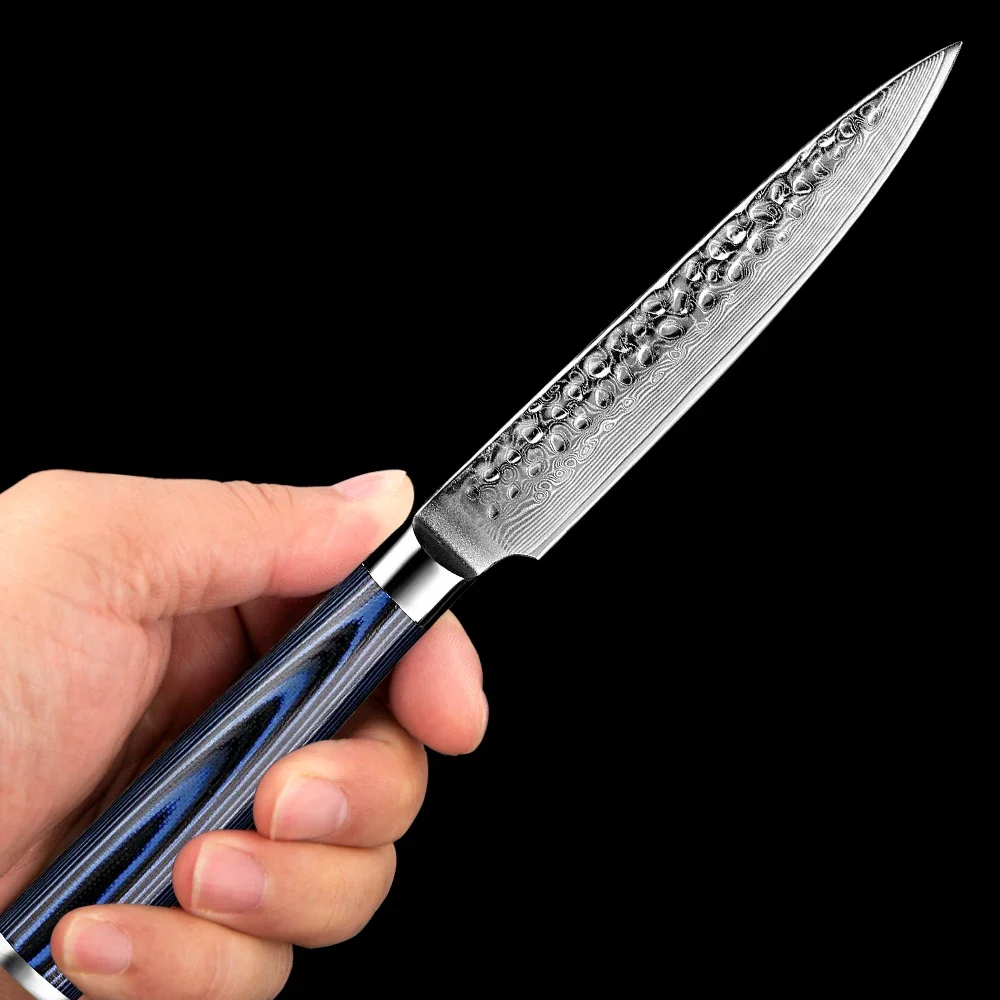 Japanese Damascus VG10 Steel Utility Knife 5 Inch Kitchen Petty Knife Razor Sharp Cutting Fruit Carving Chef Paring Knives