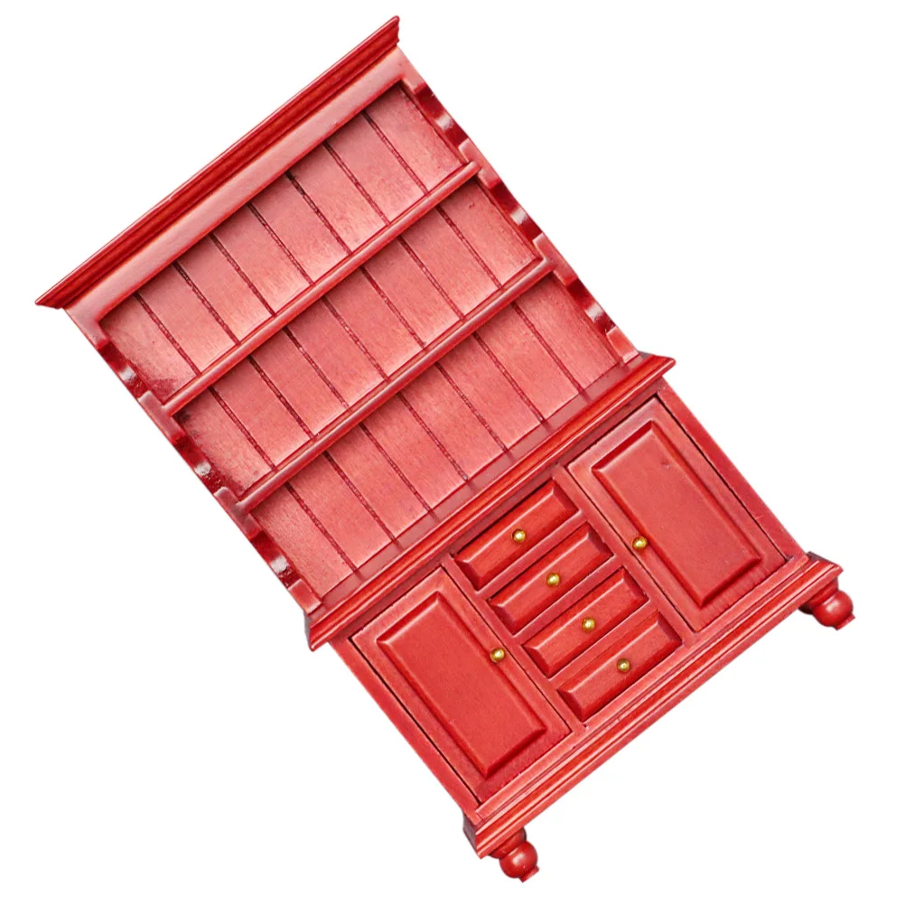 

Mini Vertical Cabinet Bookcase Bedroom Decor House Locker Miniature Home Furniture Toy Wood