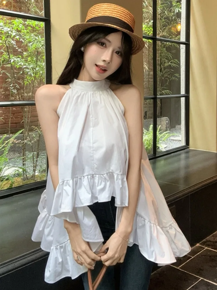 

Korean Style Loose Fit Sleeveless Shirt Beautiful Lace Trim Fashionable Summer New Arrival Women's Premium Quality Breathable...