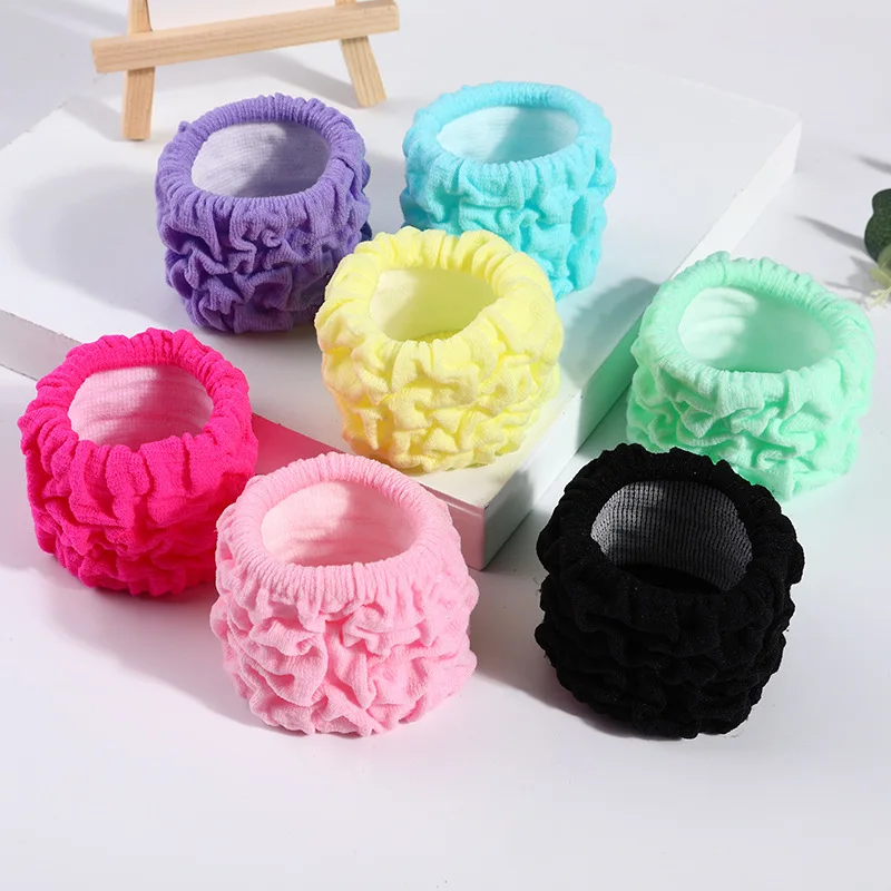 

7Pcs 6.3cm Wide Edge Pig Colon Hair Tie Candy-colored Thick Towel Ring with High Stretch Seamless Hair Tie Fat Sausage Scrunchie