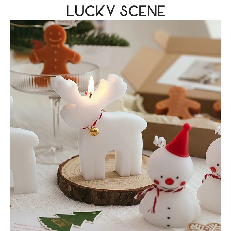 Christmas Tree Scented Candles Creative Handmade Decoration Ornaments Snowman Elk Gifts S01627