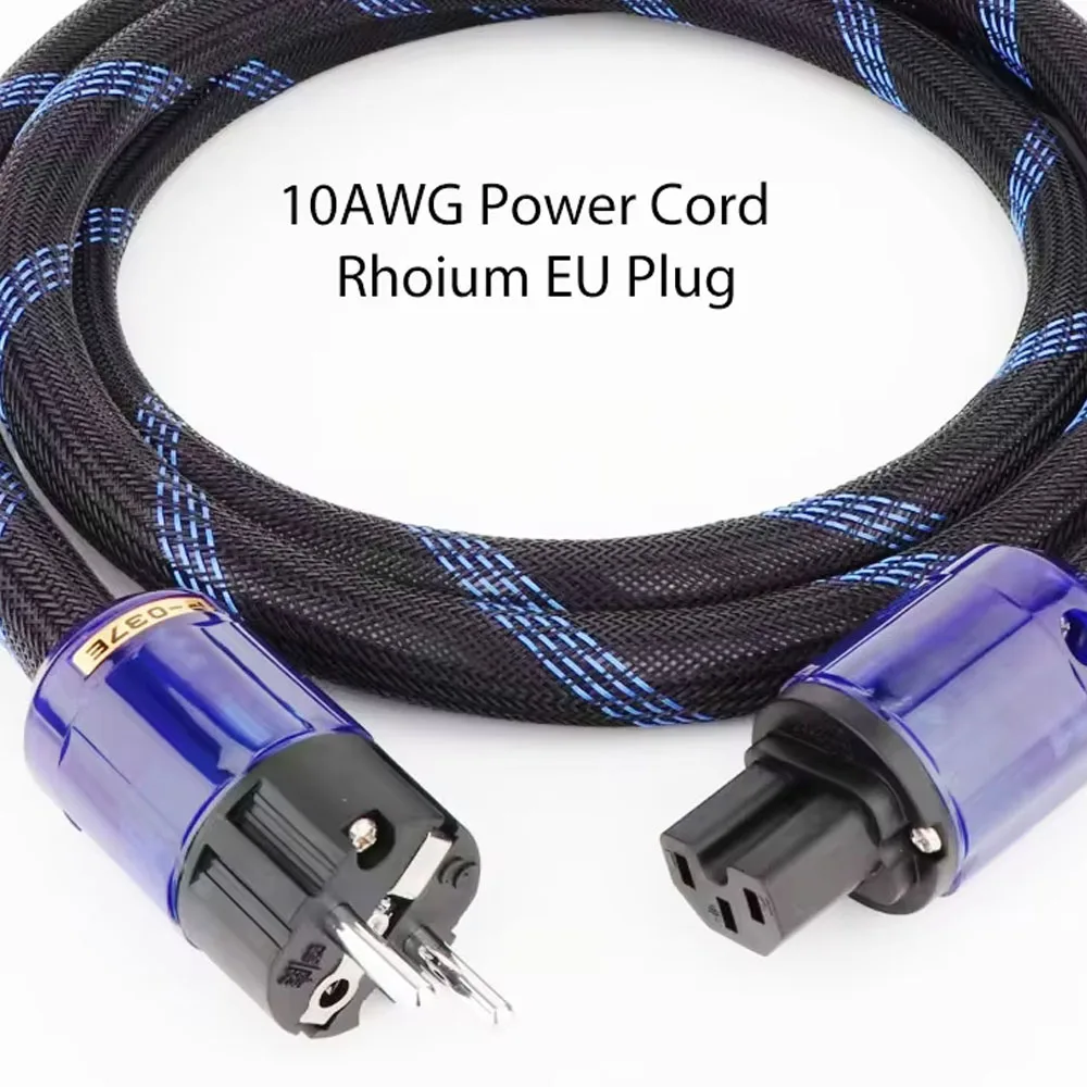 Preffair 10AWG Power Cord Cable Audiophile Power Cord Cable With Rhoium Plated P-037 EU Plug & IEC Connector