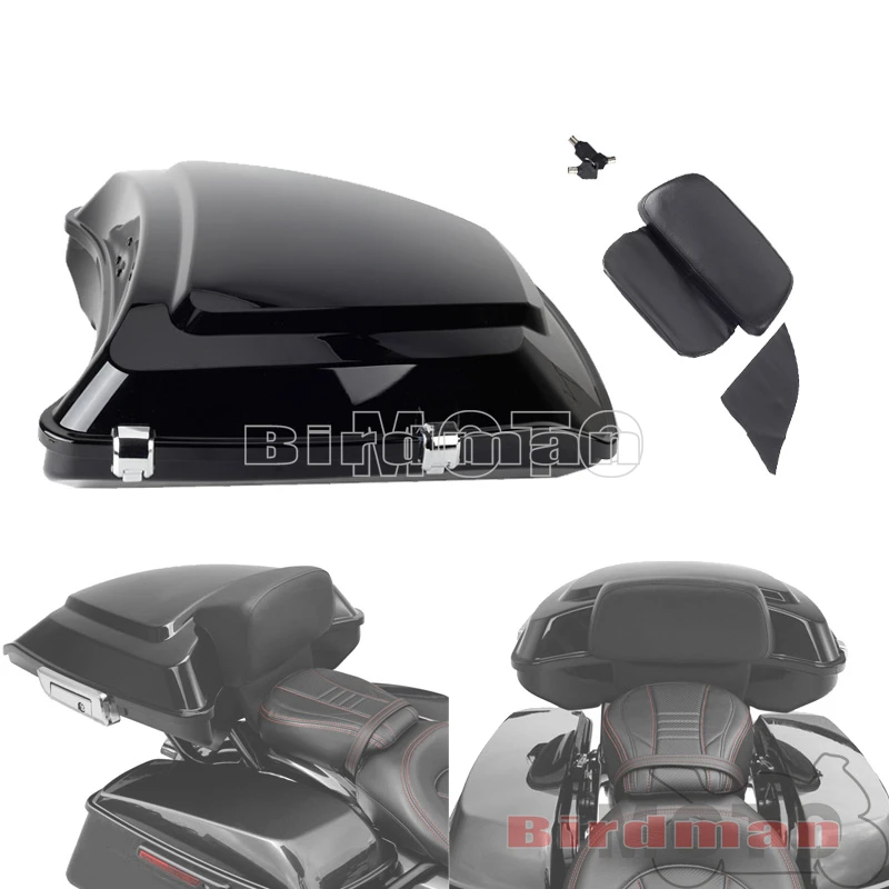 

Gloss Black Motorcycle Pack Trunk Backrest Tour Packs W/ Latch Key For Harley Tour Pak Touring Road King Road Glide 2014-2023