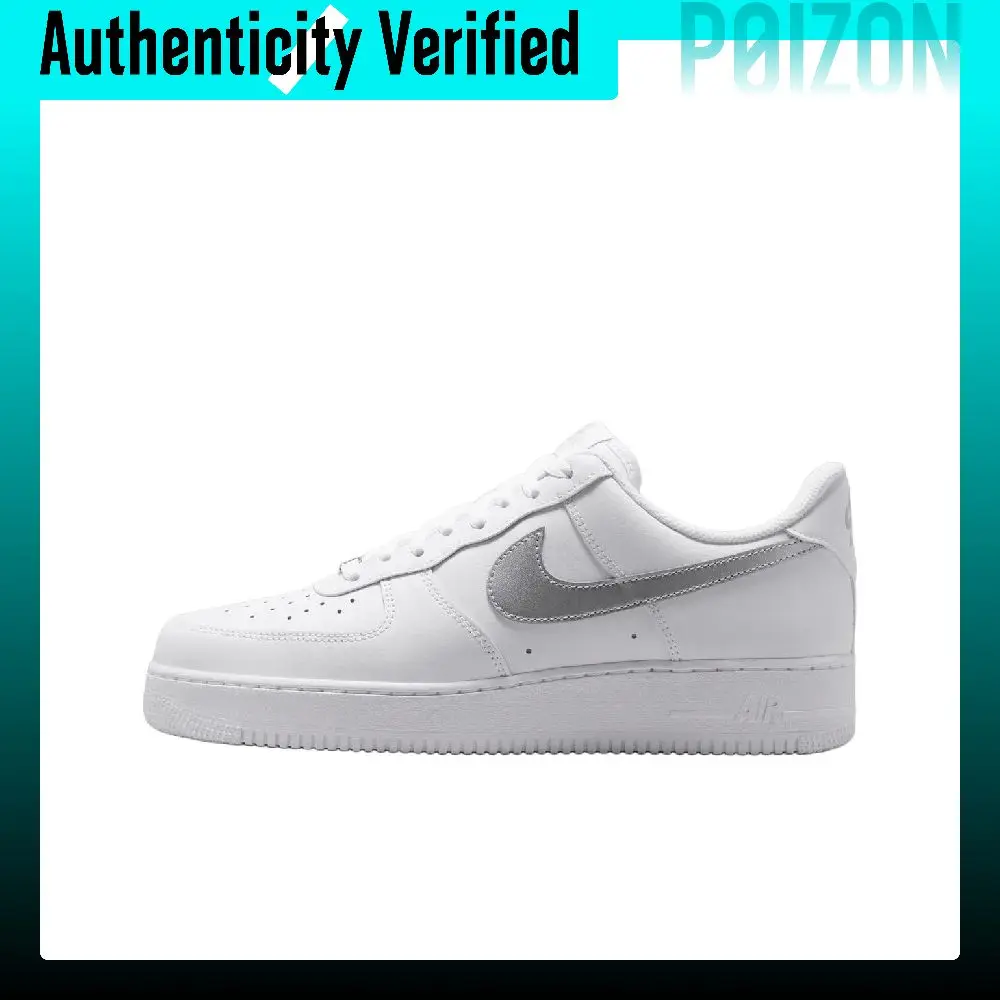 Nike Air Force 1 Skate Shoes Men's Low Top White Silver FJ4146-134