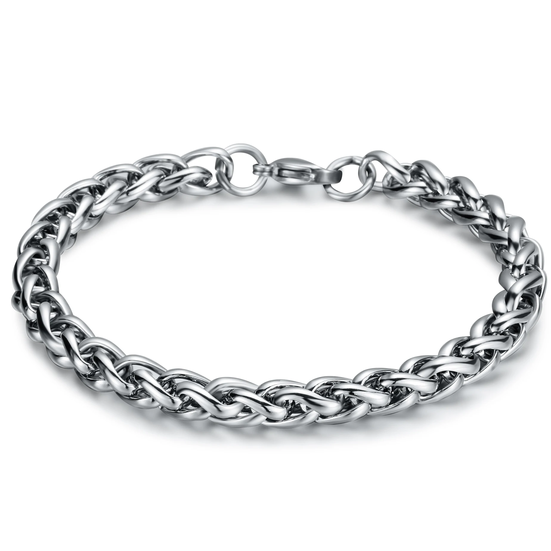 8MM Punk Trend Twist Chain Herren-Armband aus Titanstahl, personalisierbar