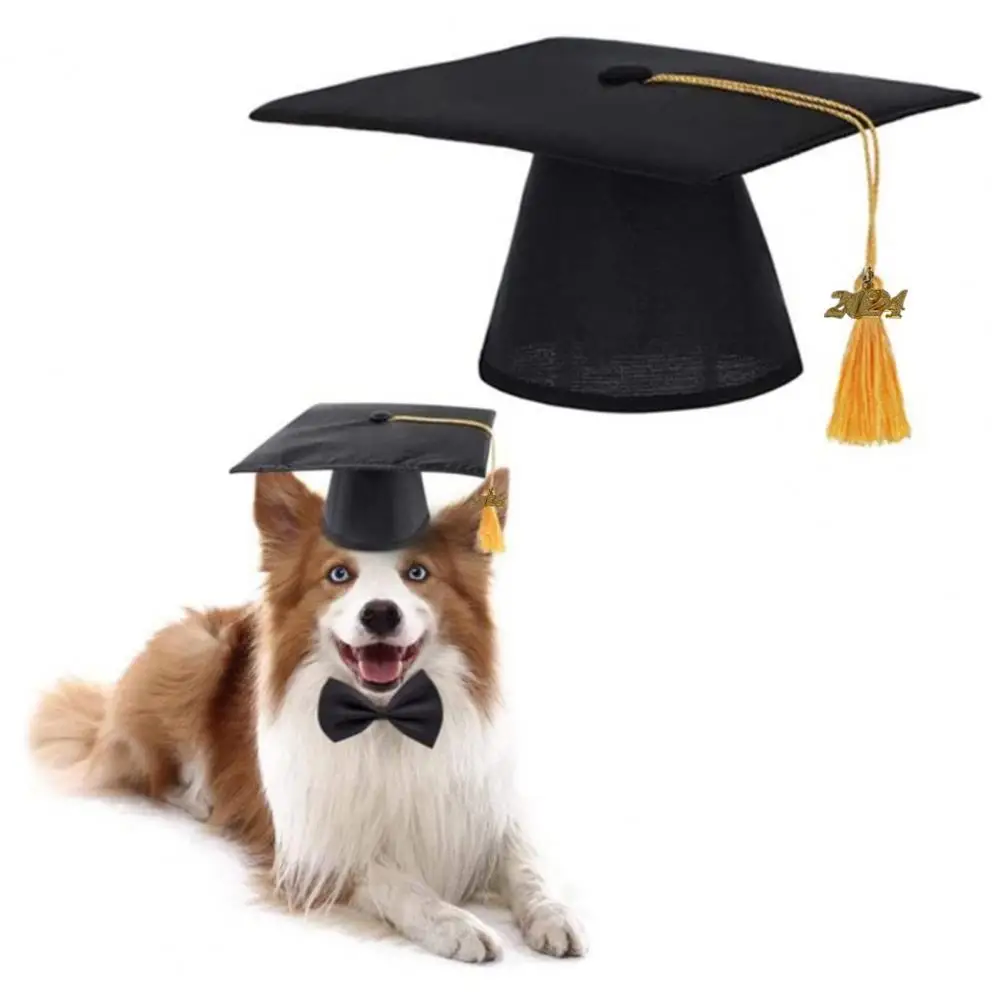 Bachelor Hat for Pets Dogs Cats Caps Pet Accessories Adjustable Pet Graduation Hat with Tassel for Cats Dogs Cosplay for Party