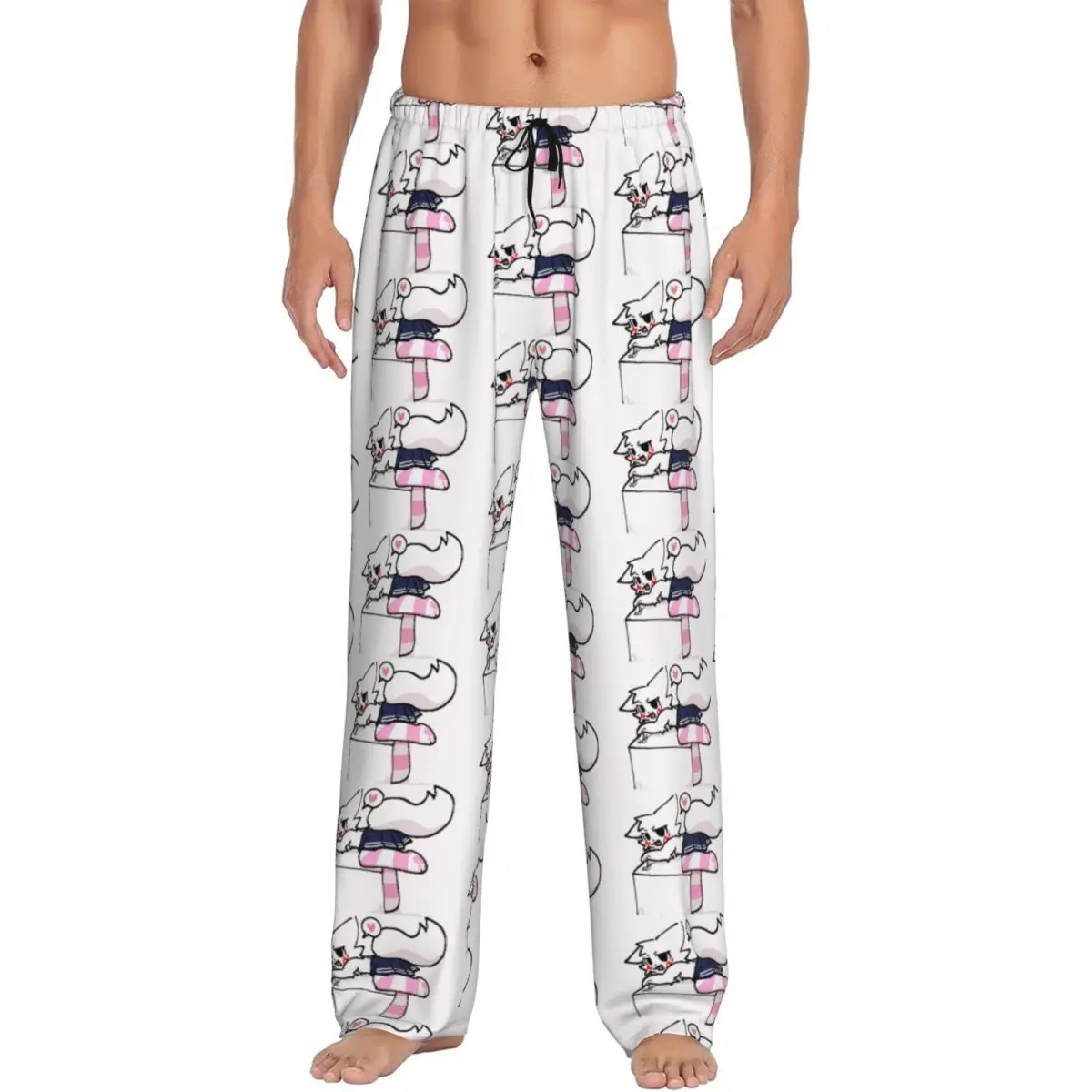 

Мужские пижамные штаны Boykisser Silly Cat на заказ с милым мультяшным принтом, одежда для сна с карманами
