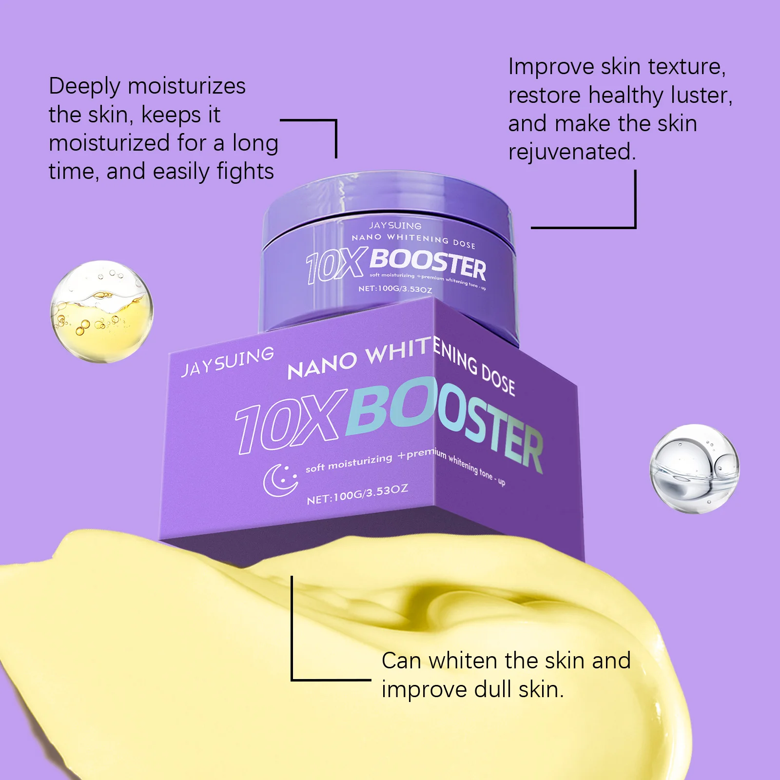 Jaysuing Brightening Day Cream 100g Face Moisturizer Hydrating Skin Care for Dullness Daily Facial Cream Radiance