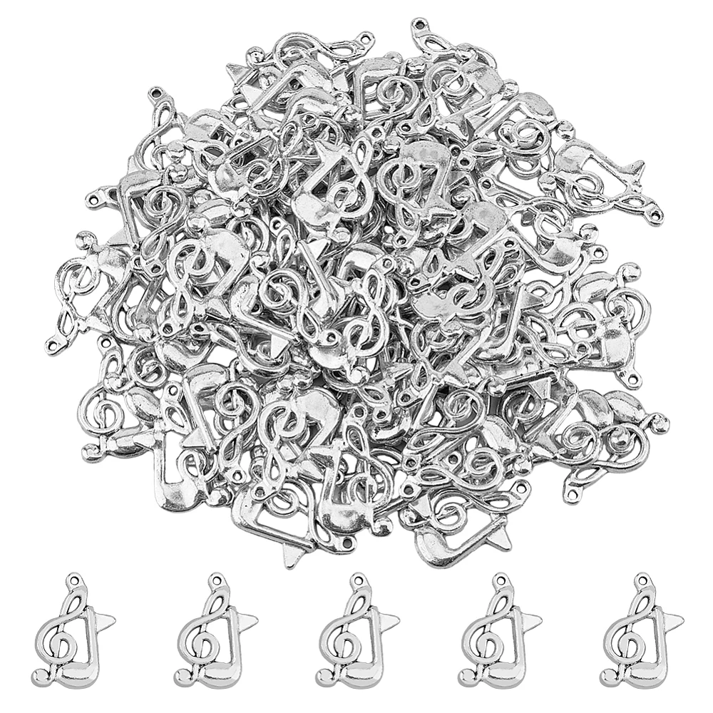 

Tibetan Style Zinc Alloy Pendants Lead Free & Cadmium Free Musical Note Antique Silver 20.8x13x2mm Hole: 1mm 100pcs/box