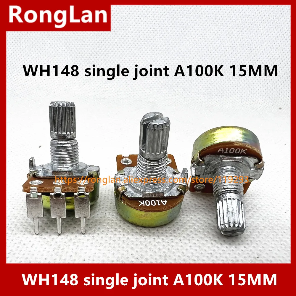 Taiwan produced WH148 148 single joint A10K A20K A50K A100K A250K A500K clubfoot 15MM shaft dedicated volume potentiometer-50PC