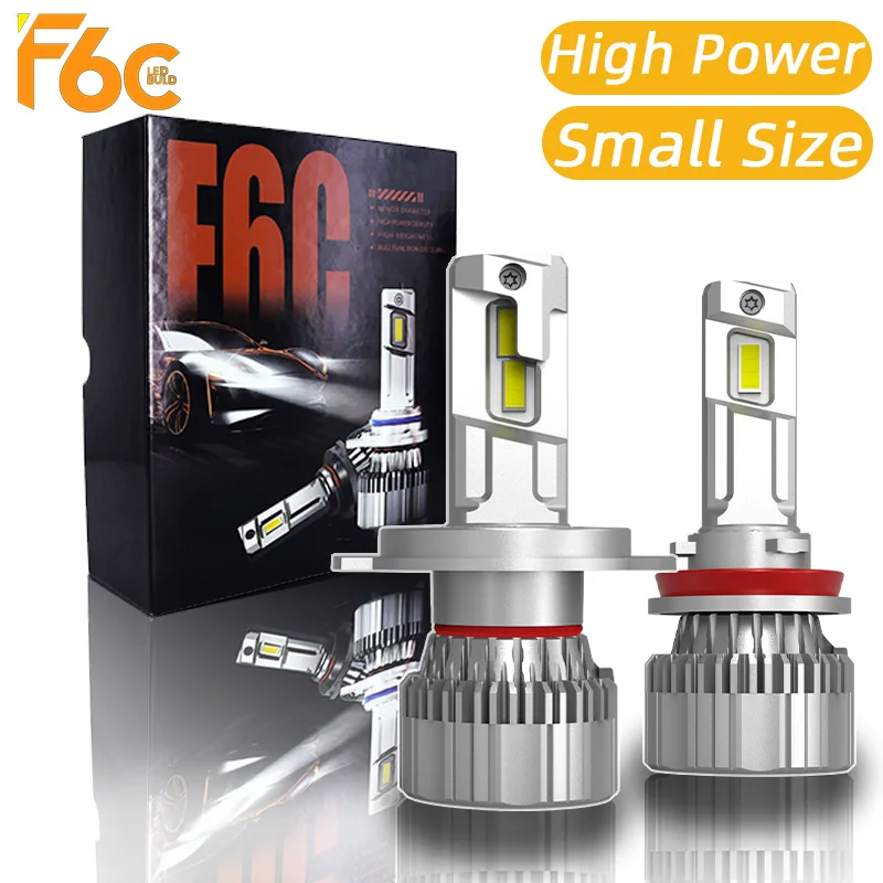 High Power F6C 130W H7 Small Size Canbus Led Bulbs 6000K LED H4 H11 HB3 9005 HB4 9006 F6C Led Headlight Bulb  12V 2PCS