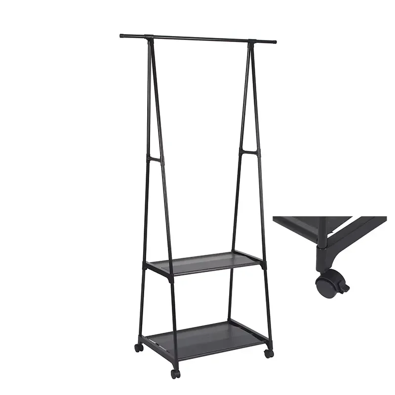 Movable Coat Rack Simple Multi Functional Storage Rack Indoor Vertical Floor Standing Hanger for Home Organization